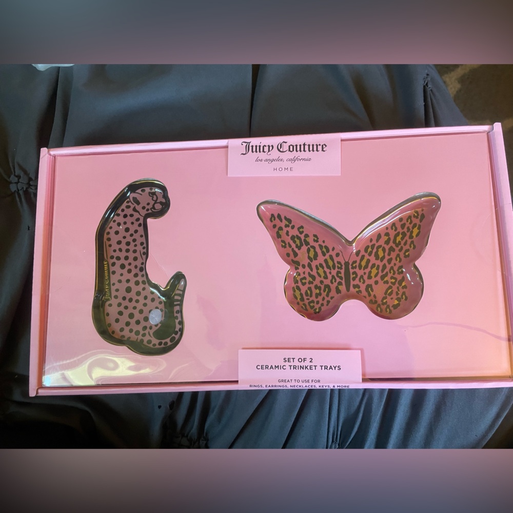 NIB Juicy Couture Cheetah Print Trinket Tray Set of Two